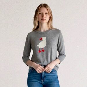 Gray Sweater with Goose Design